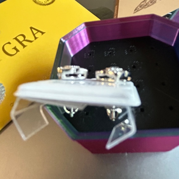 NWT 3.5mm Moissanite Sterling Silver earring with screw back posts. - Picture 4 of 6